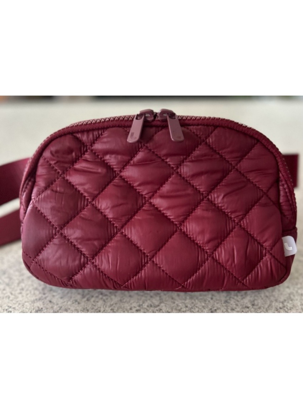 Lolë / Lole / QUILTED Burgundy Nylon Belt - Shoulder Bag